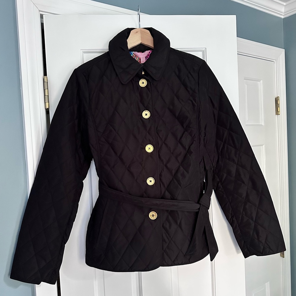 NWT Lilly Pulitzer Black Destination Quilted Jacket Small